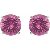 14K White 8 mm Lab-Grown Pink Sapphire Stud Earrings